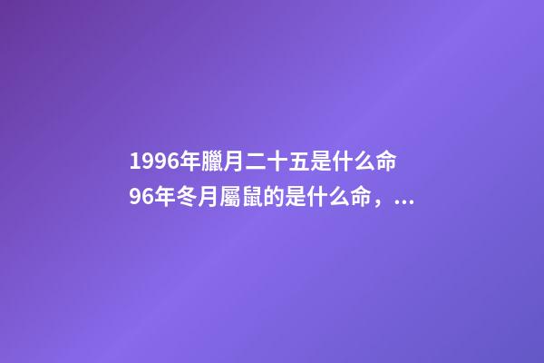 1996年臘月二十五是什么命 96年冬月屬鼠的是什么命，93年的雞是什么命-第1張-觀點-玄機派
